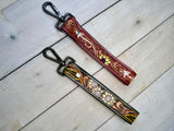 Colorful Sunflower Tooled Wristlet Leather Keychain
