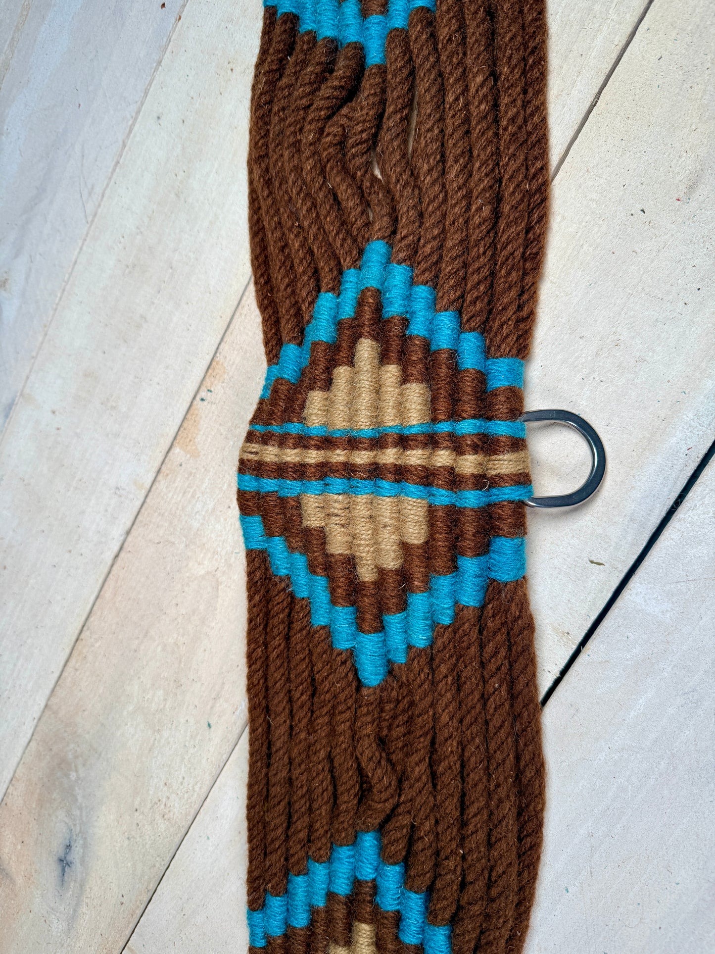 Teal and Brown Mohair Wool Tripping Collar