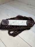Floral Tooled Hair On Hide Mule Tape Halter
