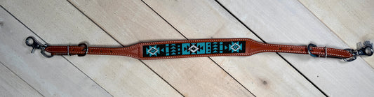 Turquoise and Black Beaded Wither Strap