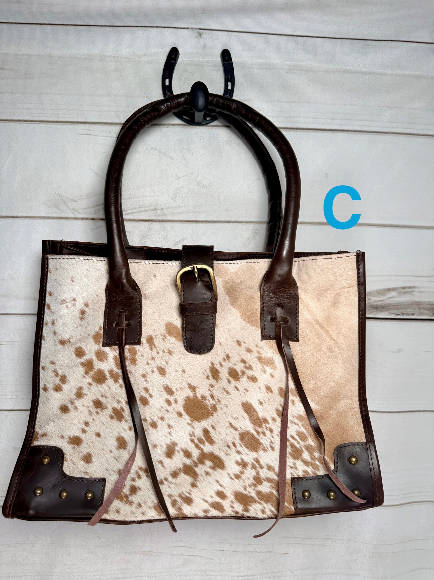 Hair-on Cowhide Leather Shoulder Handbag