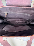 Cowhide Turquoise Stone Whipstitch Handbag