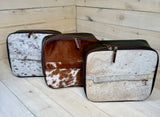 Western Cowhide Leather Toiletry and Cosmetic Bag