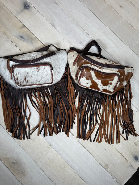 Cowhide Leather FringeCrossbody/Waist Bag