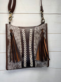 Whipstitch with Tassel Hide On Crossbody Handbag