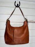 Cheetah Cowhide Studded Feather Tooled Hobo