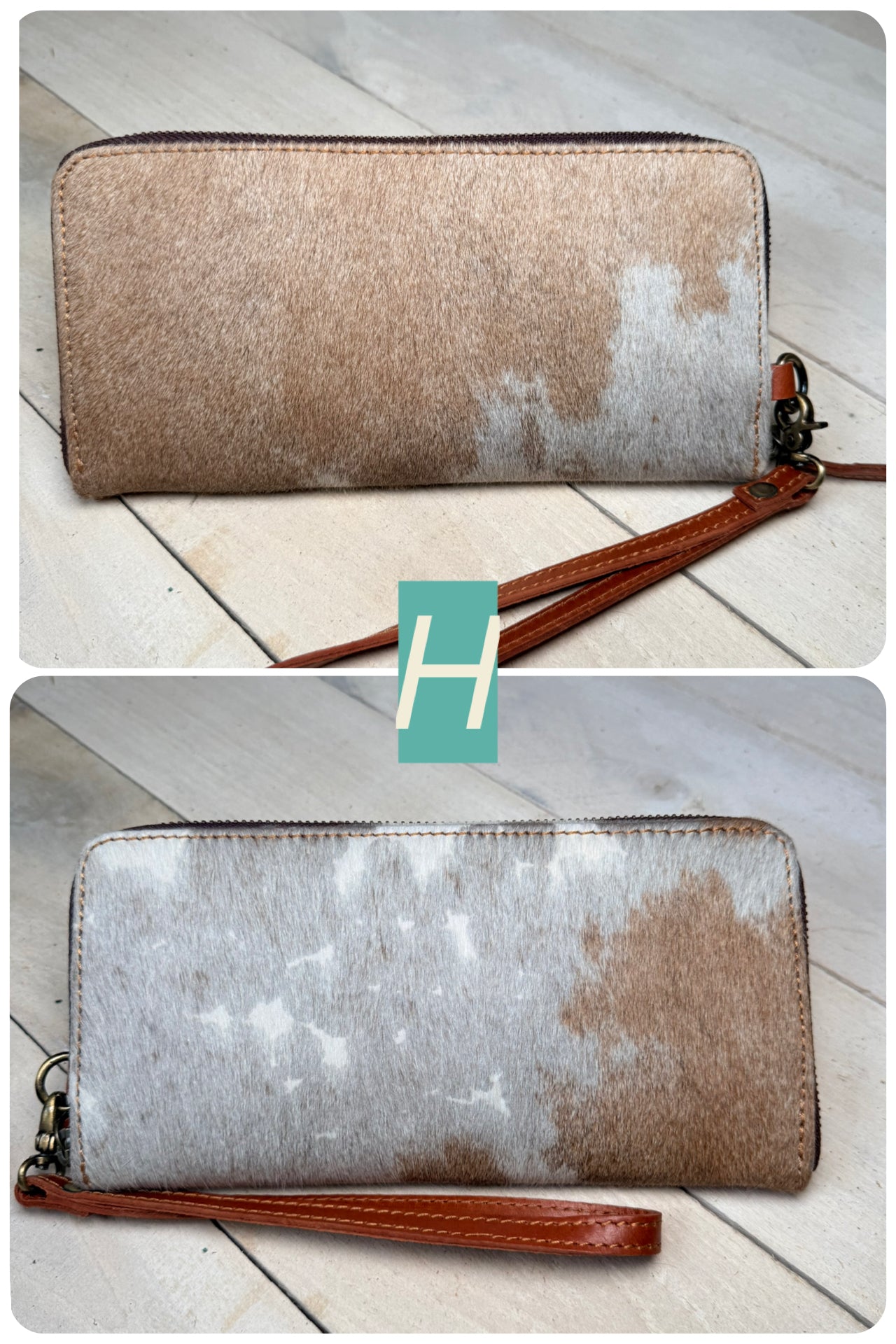 Brown Cowhide Leather Outer Wallet