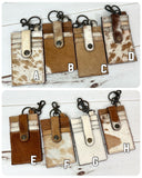 Brown Cowhide Keychain Card Holder
