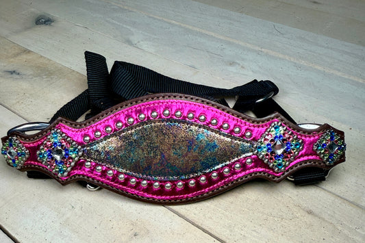 Rainbow Metallic Pink Bronc Halter