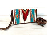 Valley Teal and Red Wool Pattern Carryall Wallet