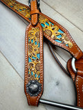 Painted Sunflower Cutout with Teal Underlay Tack Set