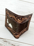 Cowhide ans Tooled Leather Border Men’s Western Wallet