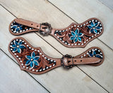 Turquoise Flower Copper Buckle Spur Strap
