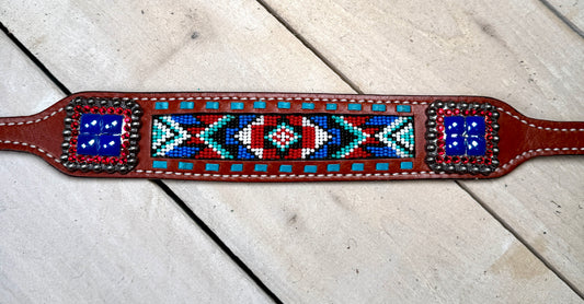 Red White and Blue Crystal Beaded Wither Strap