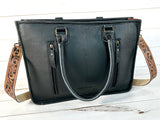 Black Leather Cowhide Large Tote