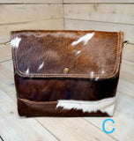Hide and Leather Crossbody Envelope Handbag