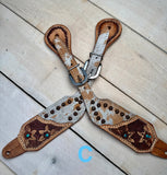 Turquoise Daisy Cowhide Spur Straps