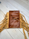 Cowhide Copper Concho Fringe Saddle Bag