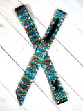 Teal Brown Orange Diamond Pattern Cinch Strap Set