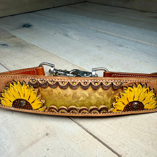Painted Sunflower Metallic Inlay Wither Strap