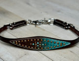 Brown and Teal Studded Wither Strap