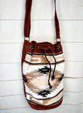 Aztec Tan White and Black Wool Bucket Bag