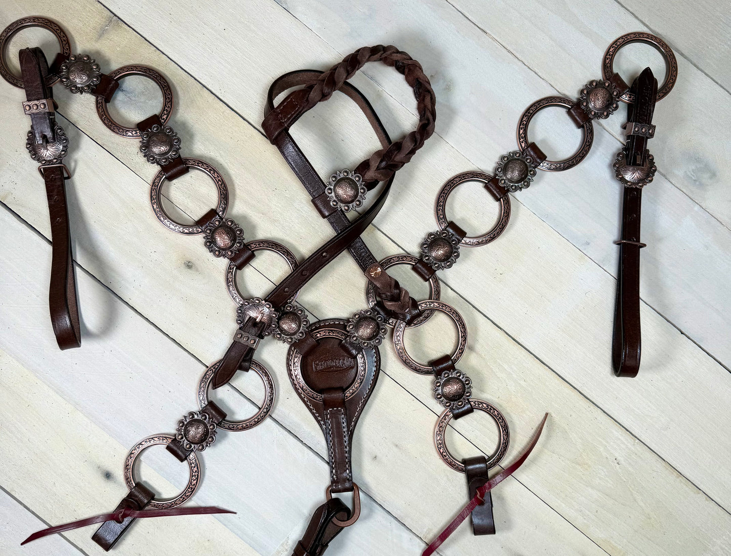 Copper Concho and Ring Tack Set