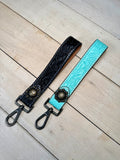 Solid Tooled Leather Wristlet Keychain