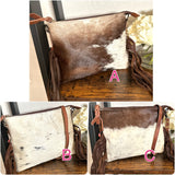 Cowgirl Weekend Dark Brown Cowhide Leather Fringe Handbag