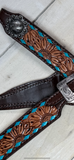 Sunflower Teal Buckstitch Dark Leather Tack Set