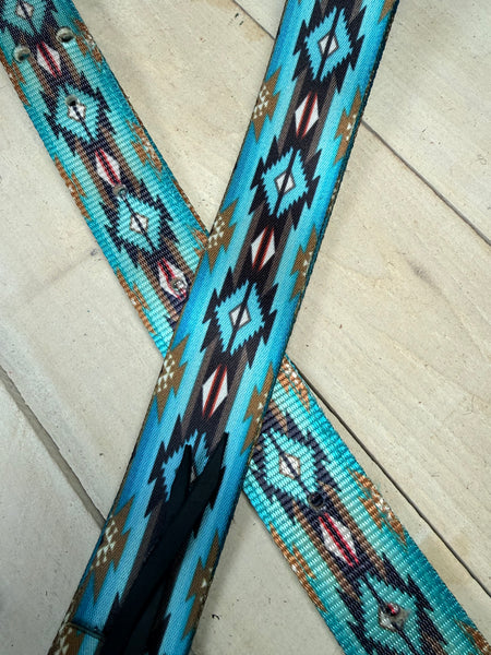 Turquoise and Black Diamond Cinch Strap Set