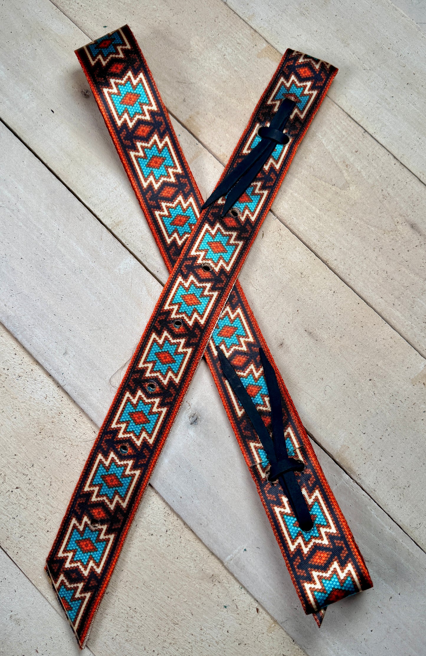 Turquoise and Burnt Orange Southwest Cinch Strap