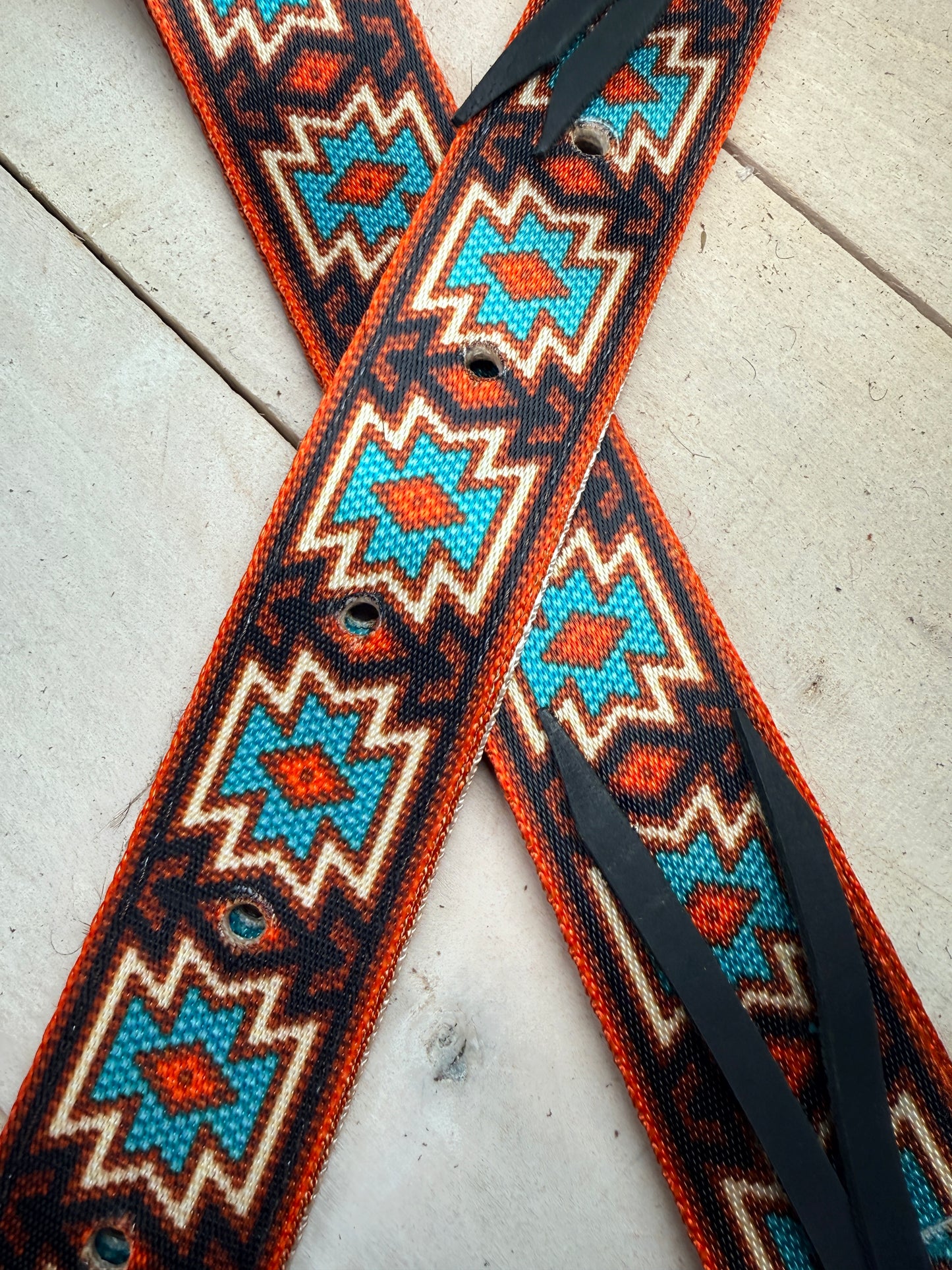 Turquoise and Burnt Orange Southwest Cinch Strap