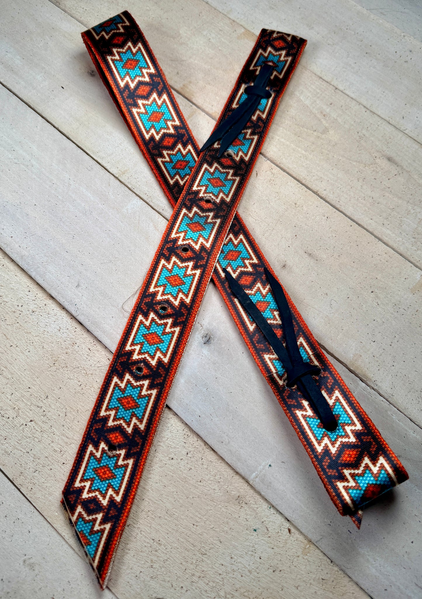 Turquoise and Burnt Orange Southwest Cinch Strap