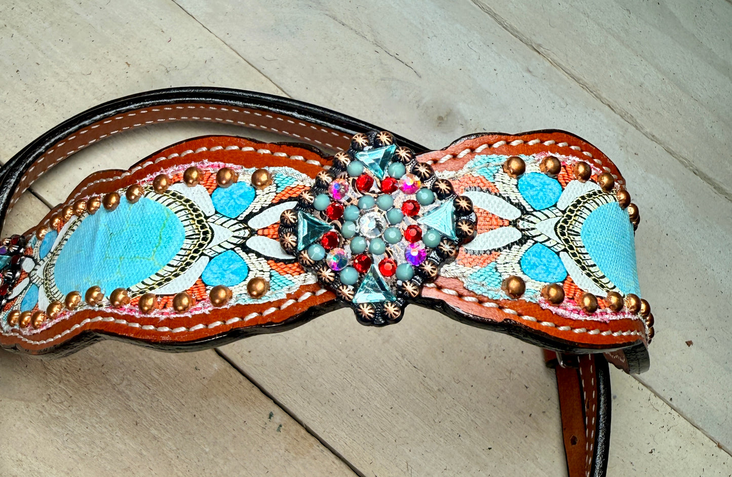 Western Mirage Copper Studded Pearl Fringe Tack Set
