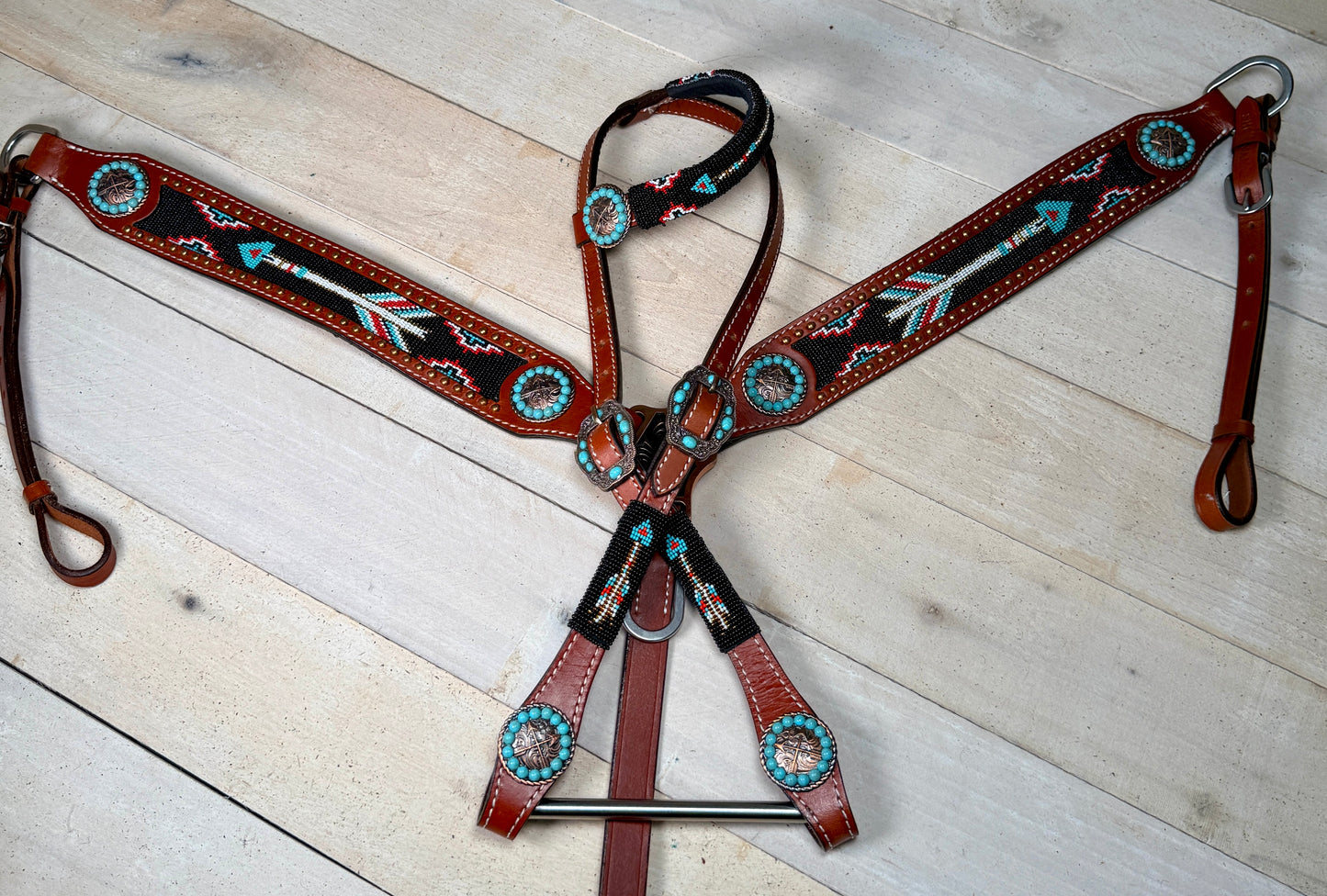 Turquoise Arrow Beaded Tack Set