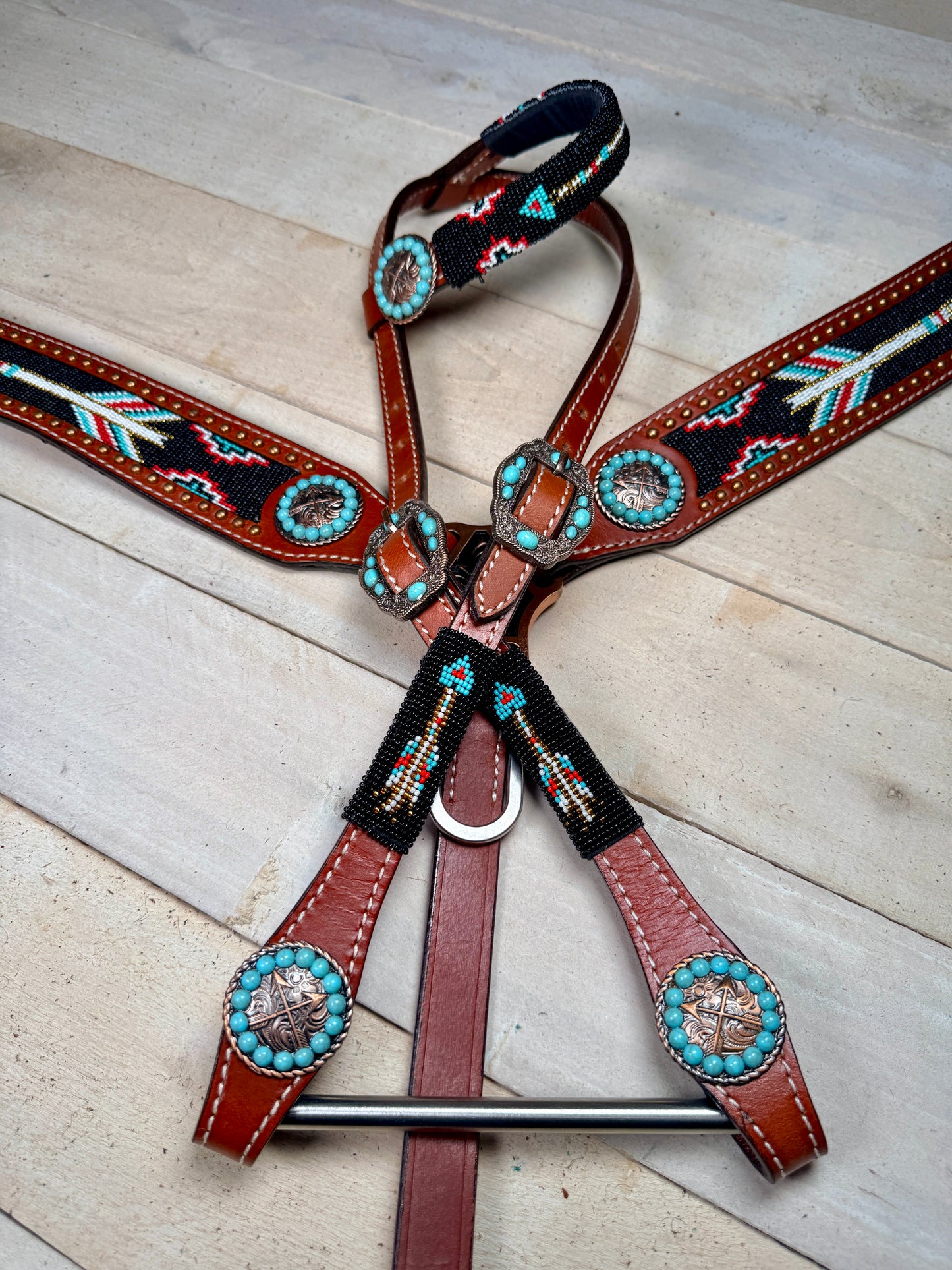 Turquoise Arrow Beaded Tack Set