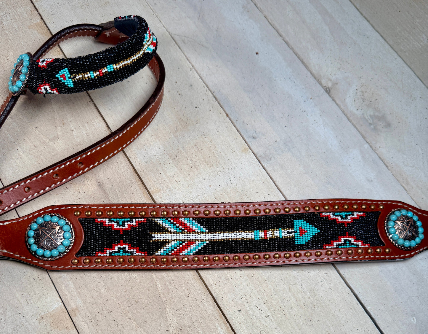 Turquoise Arrow Beaded Tack Set