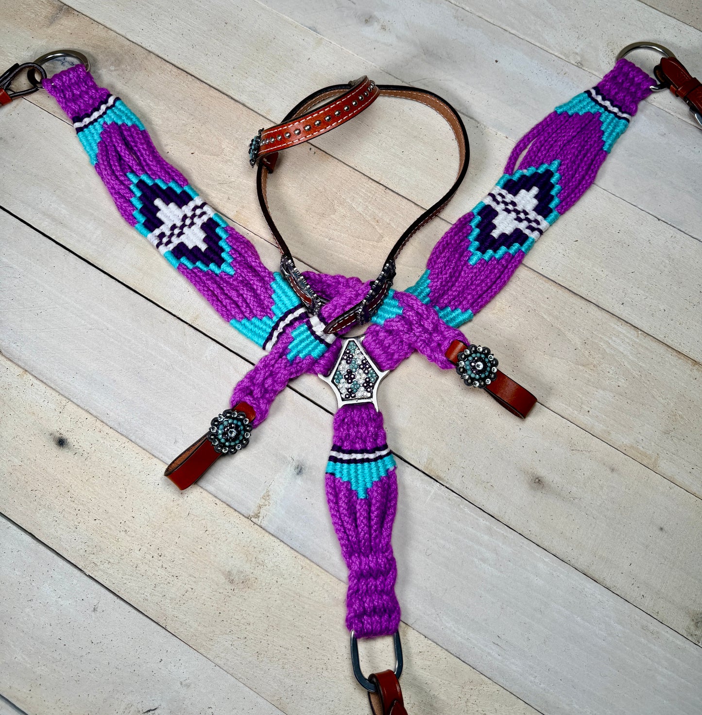 Violet Wave Woven Beaded Crystal Tack Set