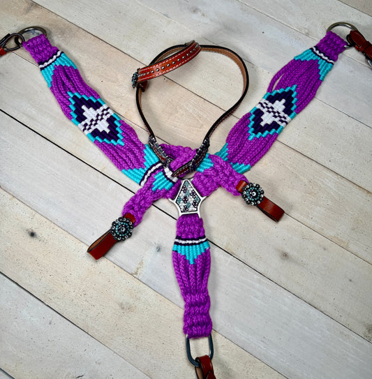 Violet Wave Woven Beaded Crystal Tack Set