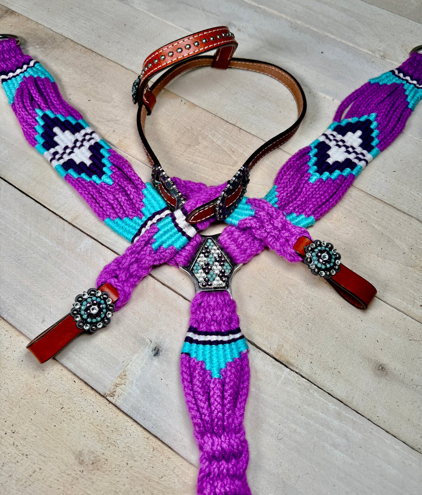 Violet Wave Woven Beaded Crystal Tack Set