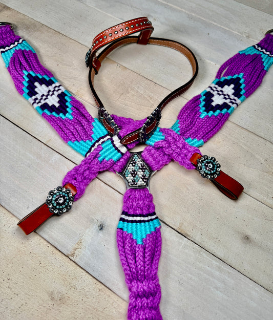 Violet Wave Woven Beaded Crystal Tack Set