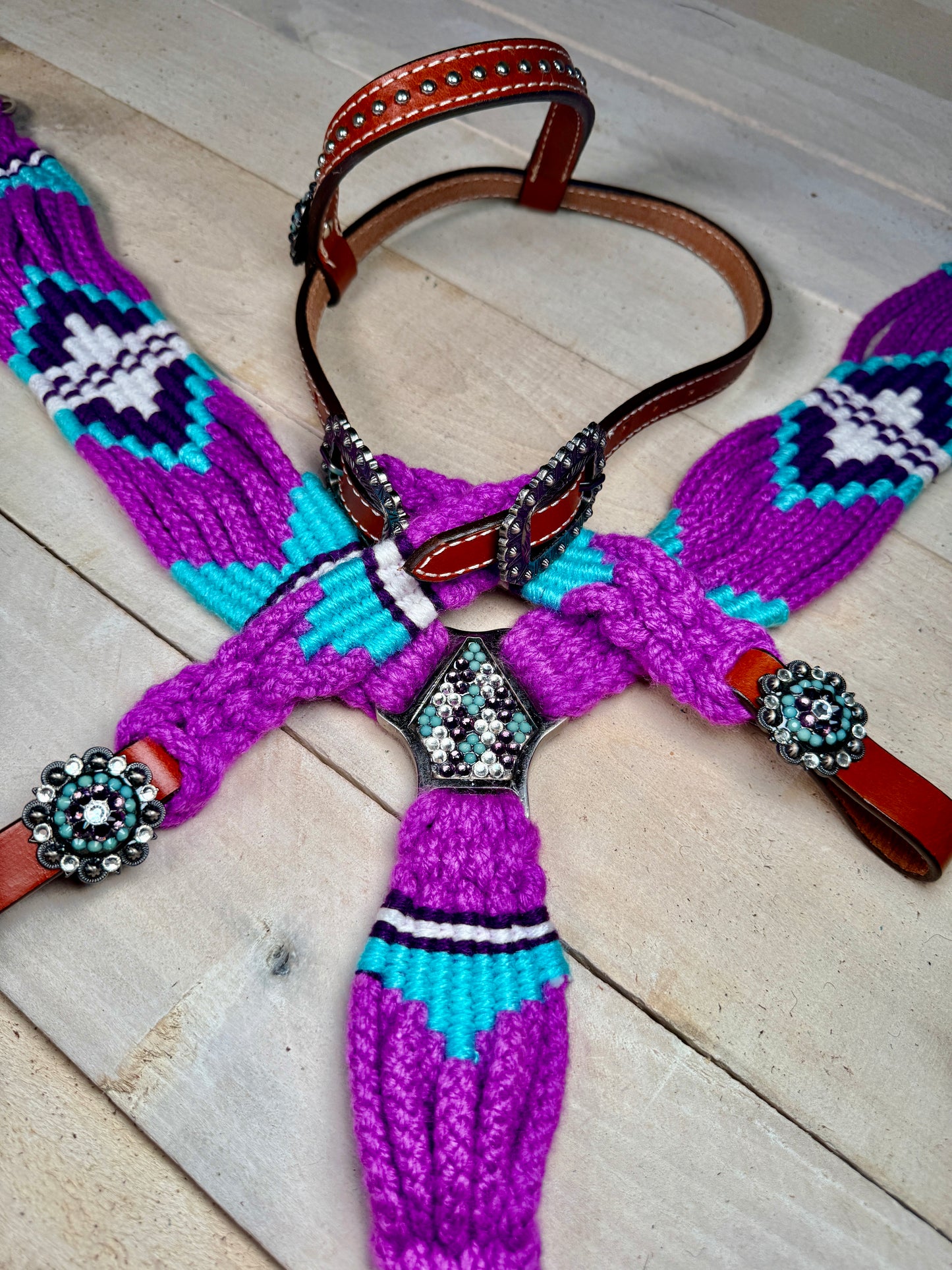 Violet Wave Woven Beaded Crystal Tack Set
