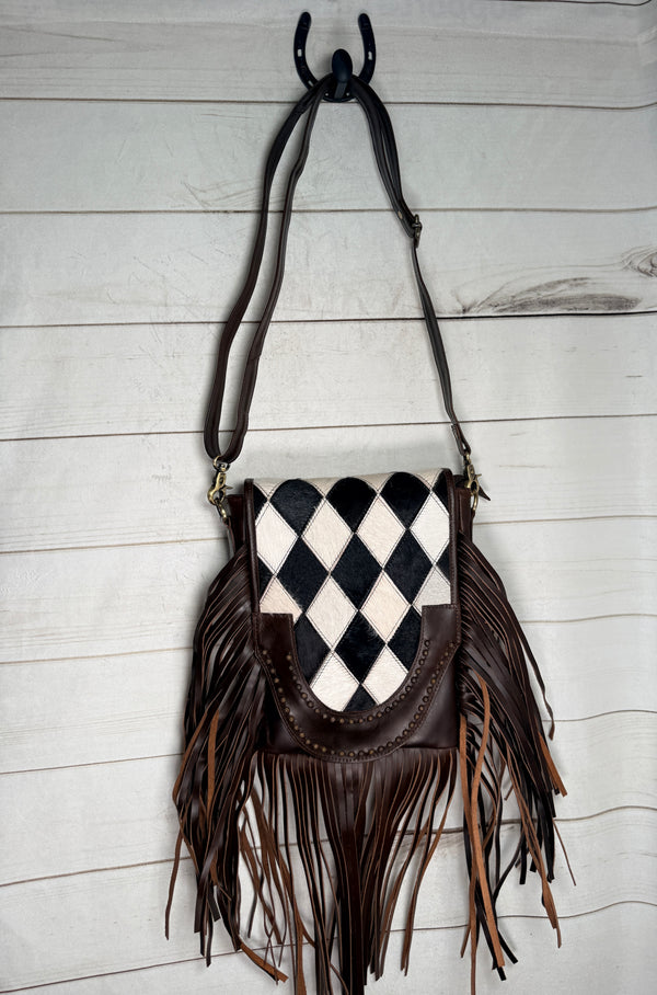 Fast Lane Copper Studded Fringe Handbag