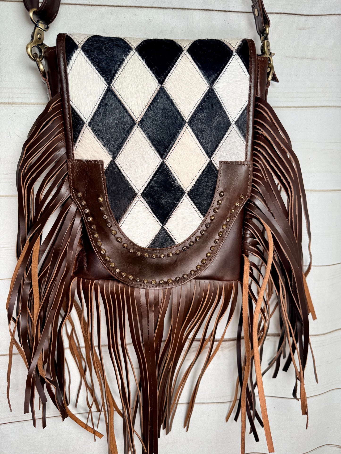 Fast Lane Copper Studded Fringe Handbag