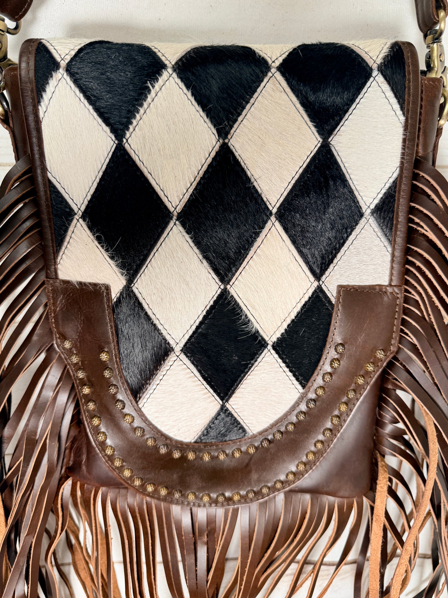 Fast Lane Copper Studded Fringe Handbag
