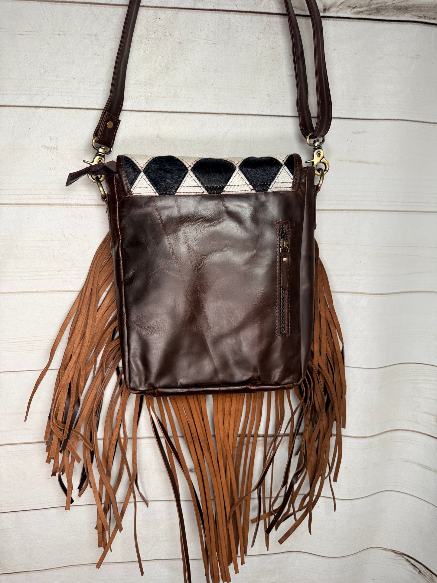 Fast Lane Copper Studded Fringe Handbag
