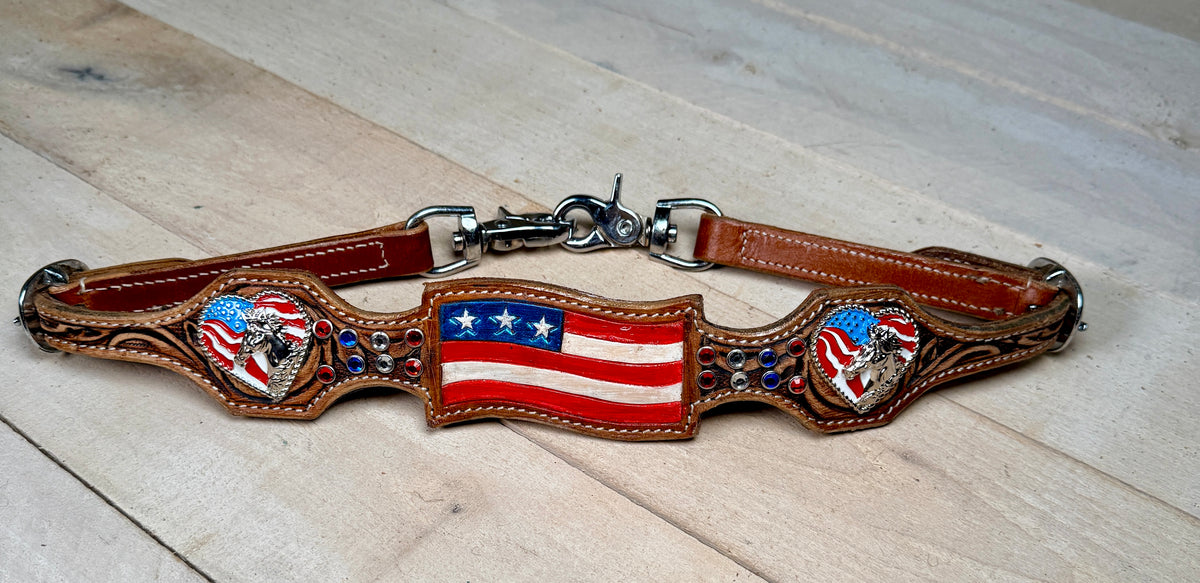 American Flag Horse Concho Wither Strap