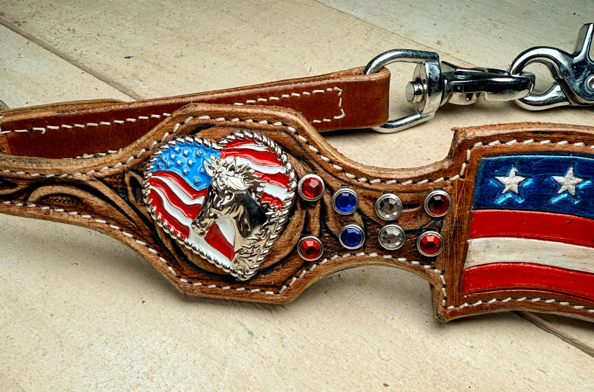 American Flag Horse Concho Wither Strap