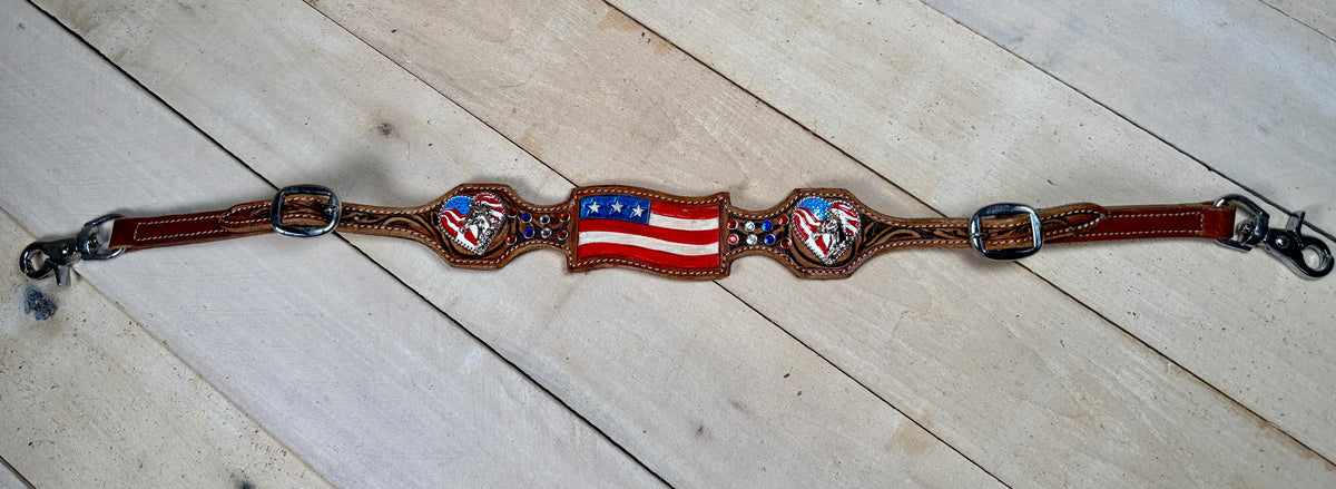 American Flag Horse Concho Wither Strap